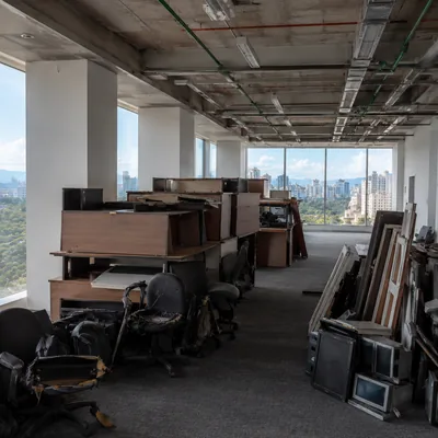 Офис со старой мебелью до вывоза